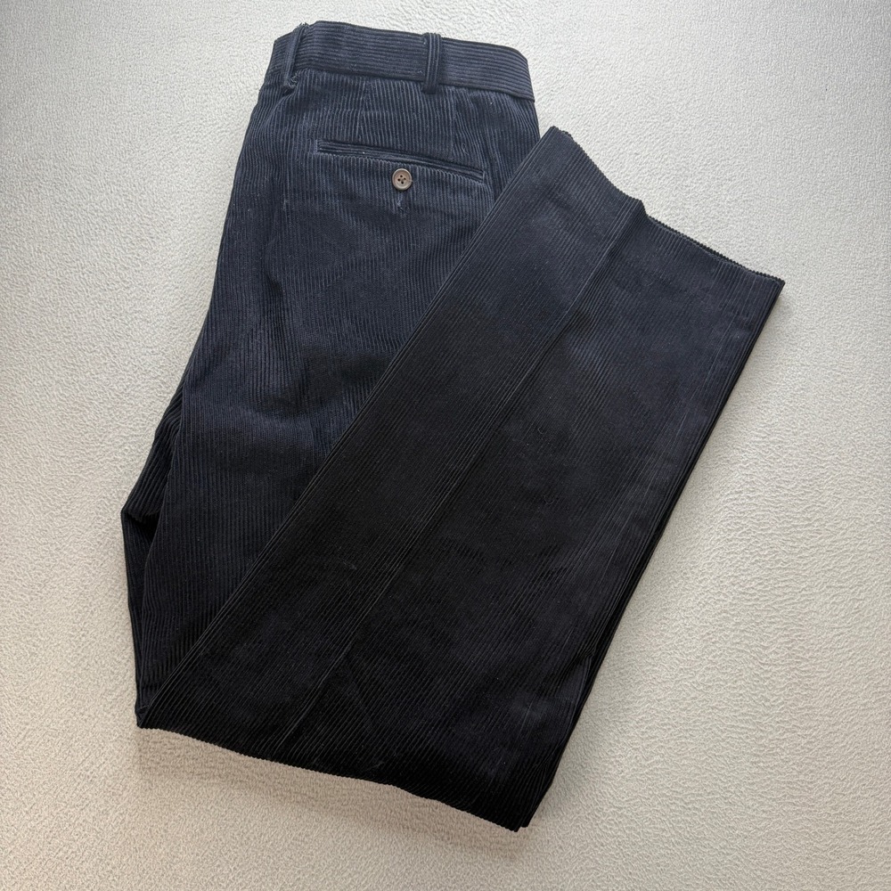 Lauren Ralph Lauren Corduroy Pants Mens 40W x 32L Navy Blue Cotton Pleated Dress